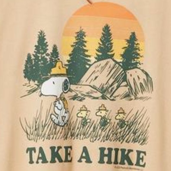 ❤️NWT VINTAGE TORRID TEE - PEANUTS SNOOPY WOODSTOCK TAKE A HIKE NOTCH PLUS SIZE - Picture 2 of 11